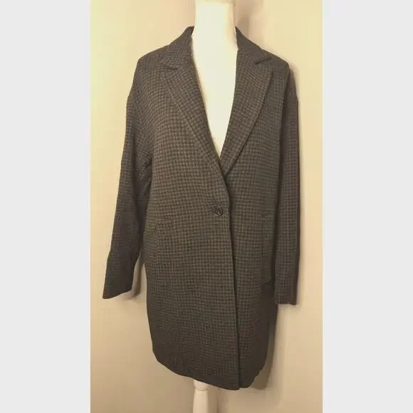 Zara Houndstooth Heritage Oversized Wool Blend Coat Blazer - Picture 2 of 12